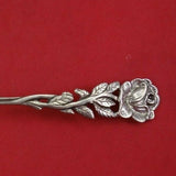 Norwegian Sterling Silver Jelly Spoon Shell Bowl w/ Rose and Stem Handle 6 1/4"