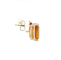 18k Rose Gold Pair of Retro Genuine Natural Citrine Stud Earrings (#J5488)