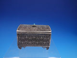 Sterling Silver Box with Turquoise Cabochon and Filigree Layers (#4210)