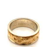 14k White Gold Band with Yellow Gold Floral Accent Wedding Jewelry (#J5874)