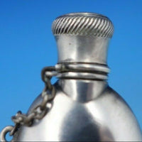 La Pierre Sterling Silver Perfume Bottle with Chain Has Dents 3 1/4" (#6643)