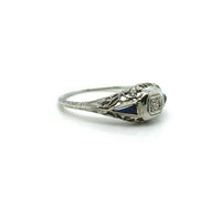 18k White Gold Art Deco .05ct Diamond Filigree Ring (#J5349)