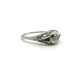 18k White Gold Art Deco .05ct Diamond Filigree Ring (#J5349)