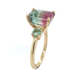 14k Gold 5.25 Carat Bi-Color Watermelon Genuine Natural Tourmaline Ring (#J6531)