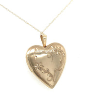 10k Yellow Gold Reversible Heart Locket w/ Quilted and Engraved Designs (#J6432)