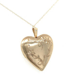 10k Yellow Gold Reversible Heart Locket w/ Quilted and Engraved Designs (#J6432)
