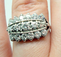 14k White Gold Wide Genuine Natural Diamond Band Ring 1.66 Carats (#J806)