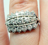 14k White Gold Wide Genuine Natural Diamond Band Ring 1.66 Carats (#J806)