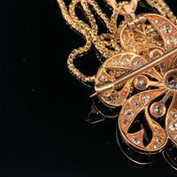 14k Gold 1.5 Carat Mine Cut Genuine Natural Diamond Rosette Pin Pendant (#J5458)