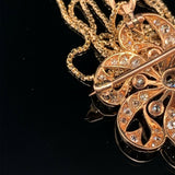 14k Gold 1.5 Carat Mine Cut Genuine Natural Diamond Rosette Pin Pendant (#J5458)