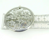 Arts and Crafts Sterling Violets Pin Hand Wrought 2" Diameter (#J4463)