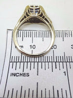 Charming 14k Gold Deco Filigree Genuine Natural Sapphire Ring (#J401)