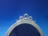 Oval Sterling Silver Tabletop Picture Frame Ribbon Angels 9" x 7" (#6214)