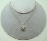 14K 8Mm Freshwater Black Pearl Pendant with Diamonds (#J3029)