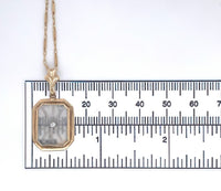 10k Yellow Gold Genuine Natural Rock Crystal Diamond Pendant w/14k Chain #J6200