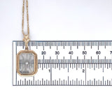 10k Yellow Gold Genuine Natural Rock Crystal Diamond Pendant w/14k Chain #J6200