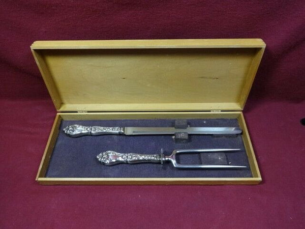 Lily by Frank Whiting Sterling Silver Roast Carving Set In Original Box 2pc