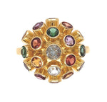 18k Yellow Gold Sputnik Ring with Gemstones Jewelry Size 9.75 Sizeable (#J6269)