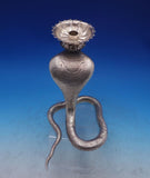 Sterling Silver Candle Holder Cobra Design w/ Red Eyes 8 1/2" x 5 1/4" (#6906)