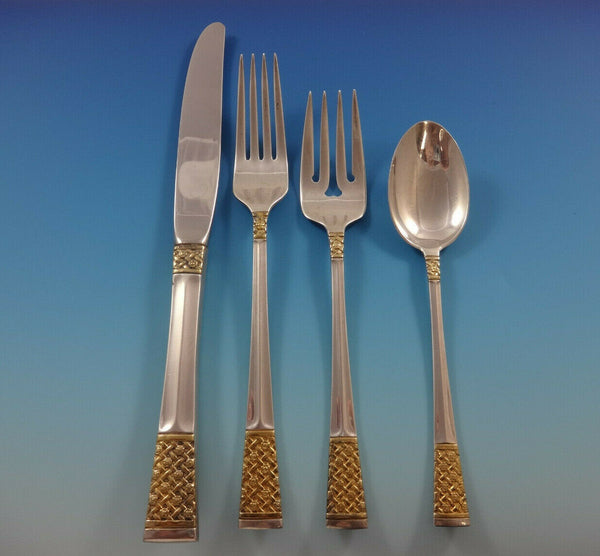Golden Columbine by Lunt Sterling Silver Flatware Set For 8 Service 32 Pieces