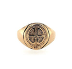 14k Yellow Gold Signet Ring with Raised Initials "ES" and "30" Jewelry (#J5682)