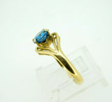 14k Yellow Gold Octagonal Blue Genuine Natural Zircon Solitaire Ring (#J4397)