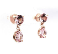 14k Rose Gold 2.24ct TW Pink Genuine Natural Morganite Drop Earrings (#J5718)