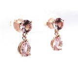 14k Rose Gold 2.24ct TW Pink Genuine Natural Morganite Drop Earrings (#J5718)