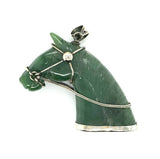 Sterling Carved Nephrite Jade Horse Pendant (#J5485)