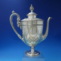 JD and S Silverplate Tea Set 4pc Acanthus Leaves Ram Handles Lion Finial (#5505)