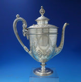 JD and S Silverplate Tea Set 4pc Acanthus Leaves Ram Handles Lion Finial (#5505)