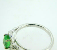 14k White Gold 1.05ct Tsavorite Genuine Natural Garnet and Diamond Ring (#J5127)