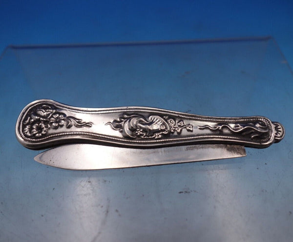 Tifft and Whiting Coin Silver Pocket Knife Folding with Basket Flowers (#6884)