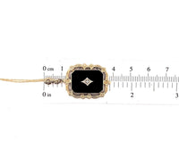 10k Yellow Gold Vintage Genuine Natural Black Onyx and Diamond Pendant (#J5637)