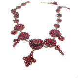 Genuine Natural Bohemian Garnet Necklace Rose Cut with Five Drops (#J5242)