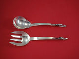 Blossom by Unknown Mexican Sterling Silver Salad Serving Set 2-Piece 8 1/2"