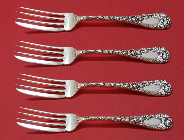 Chrysanthemum by Durgin Sterling Silver Fish Fork Set 4pc AS Custom Made