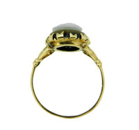 Victorian 10k Gold Black and White Genuine Natural Stone Cameo Ring (#J1540)