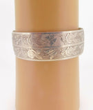 Sterling Engine Turned Cuff Bracelet with Roses and Butterflies (#J3968)