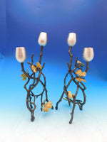 Butterfly Ginkgo by Michael Aram Brass and Nickelplate Candleholder Set - New