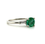 Platinum .83ct Genuine Natural Emerald and Diamond Baguette Ring (#J5562)