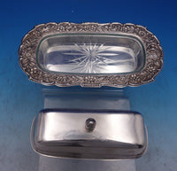 Repousse by Kirk Sterling Silver Covered Butter Dish w/ glass liner (#7316)