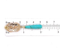 10k Yellow Gold Genuine Natural Turquoise Briolette Drop Earrings (#J5599)