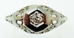 Filigree / Art Deco 14k Gold .05ct Genuine Natural Diamond Ring (#J3294)