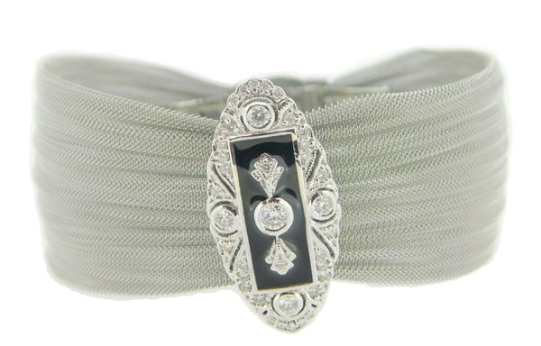 14k Gold .56ct Genuine Natural Diamond Bracelet with Enamel (#J4063)