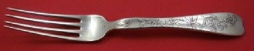 Lap Over Edge Acid Etched By Tiffany Sterling Regular Fork w/ Raspberries 7 1/4"