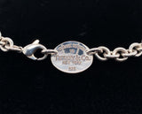 Tiffany and Co Sterling Oval Tag Chain Necklace Jewelry (#J5781)