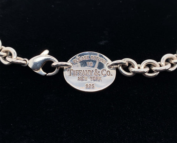 Tiffany and Co Sterling Oval Tag Chain Necklace Jewelry (#J5781)