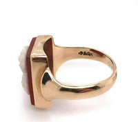 10k Yellow Gold Victorian Genuine Natural Agate Stone Cameo Ring (#J5411)