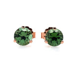 14k Rose Gold Green Genuine Natural Tourmaline Stud Earrings (#J5657)